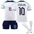 Miniatyrbillede 2 af 3: 22-23 VM England Hjemme Voksen Børn T-Shirt Fodbold Uniform - Perfekt nr. 10 Raheem Sterling No.10 Raheem Sterling 26