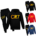 Miniatyrbild 2 av 3: CR7 Ronaldo Barn Pojkar Casual Träningsoverall Fotboll Huvtröja Träningsbyxor Pullover Outfit Marinblå Marinblå Navy blue 150 cm