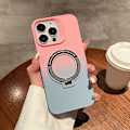 Miniatyrbild 1 av 5: Gradient Färg Magsafe Skal Kompatibel med Iphone 15 Pro Max Mjuk Tpu Skal med Magnetisk Osynlig Stativ Rosa-Grå Pink-Grey For iPhone 15 Pro Max