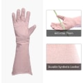 Pikkukuva 4 / 5: Kestävät lehmännahkaiset puutarhatyökäsineet white pink