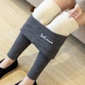 Miniatyrbild 5 av 6: Avslappnade Varma Vinterbyxor i Solid Färg, Mjuka Moln Fleece Leggings, Vinterleggings för Kvinnor Svart Black 5XL