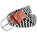 Miniatyrbild 1 av 4: 41 * 1,3 tum Unisex Elastisk Flätad Stretch Bälte Casual Herr Dam Midjebälte med PU Läder Spänne, Svart v black white
