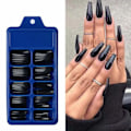 Miniatyrbilde 3 av 7: 400 stk kistepress på negler Ballerina falske neglespisser Lange cover Akryl falske negler for kvinner jenter Nail Art DIY-dekorasjon (Svart, hvit, rosa