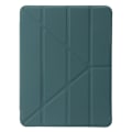 Miniatyrbillede 2 af 5: PU Læder Etui til iPad Air 11 (2024) med Origami Stativ og Transparent Cover - Sort Grøn - WELLNGS Blackish Green