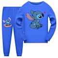 Miniatyrbild 1 av 3: 2 st barnpyjamas Stitch långärmad pullover set nattkläder - mörkblå Dark Blue 140 cm