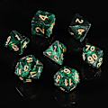 Pikkukuva 2 / 5: Monisivuinen DND-noppasetti, Glitter-noppia Dungeons & Dragons RPG:lle, Vihreä Sekoitettu Musta Sumuinen Väri
