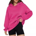 Afslappede løse hættetrøjer til kvinder ensfarvet langærmet oversized sweatshirt Rosarød{BT} Rose red 3XL