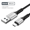 Pikkukuva 1 / 7: 5A USB-C Nopea Lataus Datakaapeli USB-A Micro USB Type-C Puhelimen Latauskaapeli 0,3/1/1,5m Nylon Kaapeli Xiaomi Huawei Musta Micro Kaapeli Black Micro Cable 0.3m