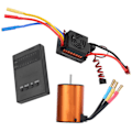 Miniatyrbillede 6 af 8: Vandtæt 3650 4300KV børsteløs motor 60A ESC programmeringskort kombosæt til 1/8 1/10 RC bil