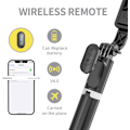Miniatyrbillede 5 af 5: Selfie Stick Tripod All-in-one - Trækbar, bærbar iPhone-stativ med trådløs fjernbetjening - Kompatibel med iPhone 14 13 12 11 pro Xs Max Xr