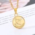 Miniatyrbillede 1 af 5: Disk Stjernebillede Halskæde 12 Stjernetegn Sten Vedhæng Halskæde Kvinder Mode Horoskop Smykker Fødselsdagsgaver Guld Farve Gold Color Sagittarius