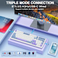 Miniatyrbild 3 av 6: Mekanisk Speltangentbord, BT5.0/2.4GHz/USB-C Bytbar Anpassat Tangentbord, Förlurade Brytare RGB-Tangentbord för PC/Tablett/PS/Xbox, Blå & Lila