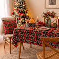 Miniatyrbillede 4 af 5: Juledekoration Nytårs Dug Plaid Snøfnug Xmas Hjem Dækkeserviet Rektangulær Sofabord Dug Grøn Ternet Gang Green checkered flur 140x220cm