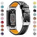 Miniatyrbilde 1 av 5: Premium Ekte Lær Justerbar Armbånd for Fitbit Charge 6/5 - Perfekt Svart Black Fitbit Charge 6