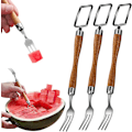 Miniatyrbilde 1 av 6: 2-i-1 rustfritt stål fruktkutting verktøy, rustfritt stål vannmelon gaffel skiver skiver for sommer familiefest camping