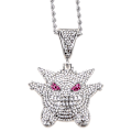 Miniatyrbillede 1 af 5: HHL Smykker Mænd Rock Punk Iced Out Shiny Cz Diamant Maske Gengar Vampyr Tyr Pendant Halskæde