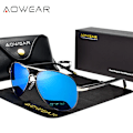 Pikkukuva 2 / 5: AOWEAR-merkin suunnittelijan polarisoidut aurinkolasit miehille, ilmailupinnoitetut peiliaurinkolasit miehille ja naisille, oculos gafas lentes de sol, hopea musta Silver Black AOWEAR