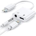 [2 i 1] Hodetelefonadapter for iPhone, Apple Lightning til 3,5 mm Jack Aux Lyd Dongle Biltilbehør Kompatibel Lydhodetelefonadapter