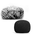 Miniatyrbild 5 av 5: Mikrofonvindskydd, Pälsvindskydd + Skummikrofonvindskydd för Zoom H1 H1n Mic BlackWhite