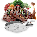 Miniatyrbillede 4 af 5: 2 søde fiskformede manuelle citruspressere i rustfrit stål til hjemmet