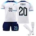 Miniatyrbilde 1 av 3: 22-23 VM England Hjemme Voksen Barn T-Skjorte Fotballuniform - Perfet Nr.20 Phil Foden No.20 Phil Foden 28