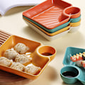 Miniatyrbild 6 av 8: 1 st vinägerfat mat sushi dumplings fat fyrkantig PP mellanmål pla Orange