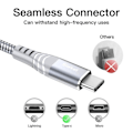 Miniatyrbillede 4 af 5: USB Type C-kabel 3a hurtigopladningsledning, 2-pak 1m 2m USB A til USB C opladerkabel flettet datasynkronisering til Samsung Galaxy S10 S9 S8, nej