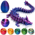 Miniatyrbillede 2 af 5: Påske Drager 3D Printet Drageæg med Drage Indeni Krystal Drage Fidget Legetøj til Voksne Fuld Leddelt Drage til Hjemmekontor Dekoration Silk Red