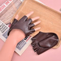 Miniatyrbillede 1 af 5: PU Læder Fingerløse Handsker Til Goth Punk Rock Lolita Harajuku Brun One Size Brun Brown One Size