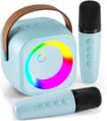 Bärbar Bluetooth-högtalare med 2 trådlösa mikrofoner för barn, (Blå) Blue 2 Mics
