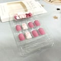 Pikkukuva 4 / 5: Glitter Pink Solid Color Print On Nails Short Coffin Shape False Nails Shiny Cover Artificial Nails Reusable Stick On Nails