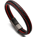 Miniatyrbillede 2 af 5: Håndlavet Ægte Læder Armbånd Titanium Magnetisk Spænde 8.5\"-9\"(21.5-23cm)[qb] Q