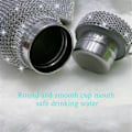 Miniatyrbillede 2 af 5: Diamant Vandflaske i Rustfrit Stål, Bærbar Glitter Rhinestone Vandflaske, Skuldertaske, Bling Termos 600ml C Pink