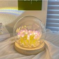 Miniatyrbillede 3 af 5: 1 stk. Kreativ Tulipan Natlampe, DIY Material Kit, Håndlavet Bordlampe Til Stue Og Soveværelse Dekoration Pink DIY Tulips Assemble Lamp With 16 Flowers