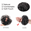 Pikkukuva 4 / 5: 1 kpl Messy Bun -hiuslisäke, Scrunchie, Kiharainen Aaltoileva Messy Synteettinen Chignon Naisille Updo Hiusten Asusteet Natural Black