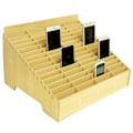 Miniatyrbillede 3 af 5: Multi-grid træ mobiltelefon opbevaringsboks skrivebord arrangør til kontor klasseværelse b b 30 grids