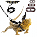 Miniatyrbilde 2 av 5: 3-i-1 justerbart skinn Bearded Vulture reptilsele med kule vinger for utendørs små kjæledyr for trygg gange
