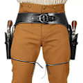 Miniatyrbild 2 av 5: Kapten Midjeband Renässans Cowboy Dubbel Bälte Revolver Holster Medeltida Pirat Flintlås Corsair Halloween Kostymer för Män Gult Yellow One Size