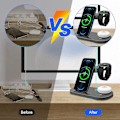 Miniatyrbilde 3 av 5: 3 i 1 Android trådløs lader kompatibel med Samsung-enheter, ladestasjon kompatibel med Galaxy S22/s22+/s22 Ultra