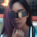 Pikkukuva 2 / 5: 80-luvun Futuristiset Sykloppi Cyberpunk-Visiirisunt Lasit Puoliläpinäkyvällä