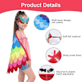 Miniatyrbilde 3 av 5: Filtede fuglefjær, barnekostyme med fuglevinger i filt med øyemaske i filt, justerbar fe-fugl fancy dress fugl påfugl flamingo kappe kostyme