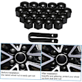 Miniatyrbilde 4 av 4: 20 stk Universal 21mm hjulmutterbeskytter Plating Lug Nut Caps Skruer Beskyttelse Svart