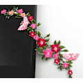 Miniatyrbillede 5 af 5: 2 stk, nye broderede sommerfugle med blomster, blomsterspids Fa