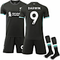 Miniatyrbild 1 av 2: 2024-2025 Liverpool FC Bortalagströja Set För Barn Med Strumpor Nr.9 Darwin Nunez - Perfekt 16