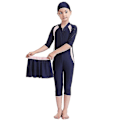 Miniatyrbillede 3 af 6: Perfekt pige børns muslimsk badedragt islamisk badedragt mild hud Burkini badedragt strandtøj - Perfet Navy Blu Navy Blue 9-10 Years