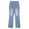 Miniatyrbild 3 av 8: Kvinnors låga midje utsvängda jeans stretchiga jeans klockbotten ljusblå ljusblå Light blue L