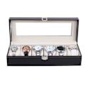 Miniatyrbillede 4 af 5: Watchbox Urkasse til 6 ure - Sort med hvide syninger Black Black