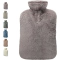 Miniatyrbillede 1 af 5: Varmtvandsflaske med betræk, 2L PVC varmtvandspose til nakke, skuldersmerter og håndvarmer, menstruationssmerter, varm kompres og kuldeterapi (grå)