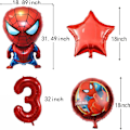 Miniatyrbilde 2 av 4: 6 stk. Superhelt Spiderman Tema 3. Bursdagspynt Rød Nummer 3 Ballong 32 Tommer | Spiderman Bursdag Ballonger (Spiderman3. Bursdag)