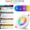 Miniatyrbillede 3 af 5: MINKUROW Trådløs Smart Downlight Farve LED Indbygget Lys Rundt Loftslys Smart Home Belysning Rgbcct Tuya Dæmpbar Downlight
